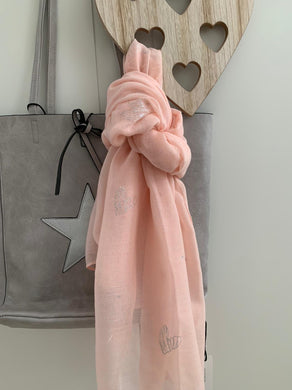 Scarf .... Pink with Silver heart detail