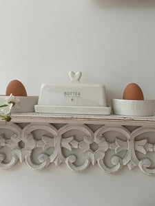 Grey heart large butter dish