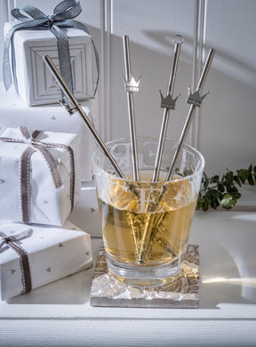 Stainless steel crown straws ... set of 4
