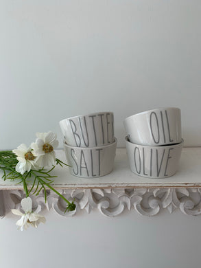 Grey heart Dipping dishes ... set of 4
