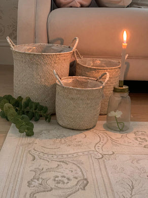White Seagrass planter baskets ... set of 3