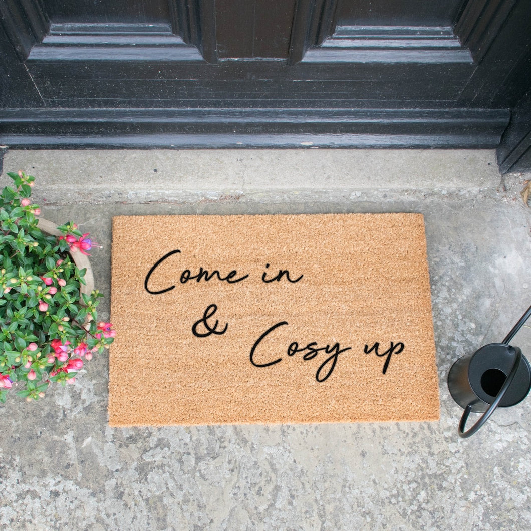 Door mat - Large ... come in & cosy up BLACK