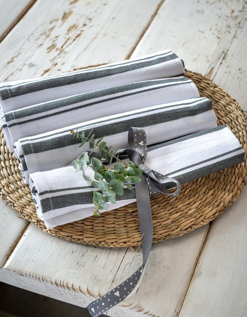 Grey stripe Woven napkins … set of 4