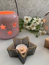 Load image into Gallery viewer, Ridged Star Tea light Candle Holder ... 2 colours