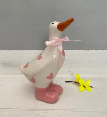 Ceramic pink hearts duck