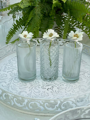 Pretty glass bottle vase … set of 3
