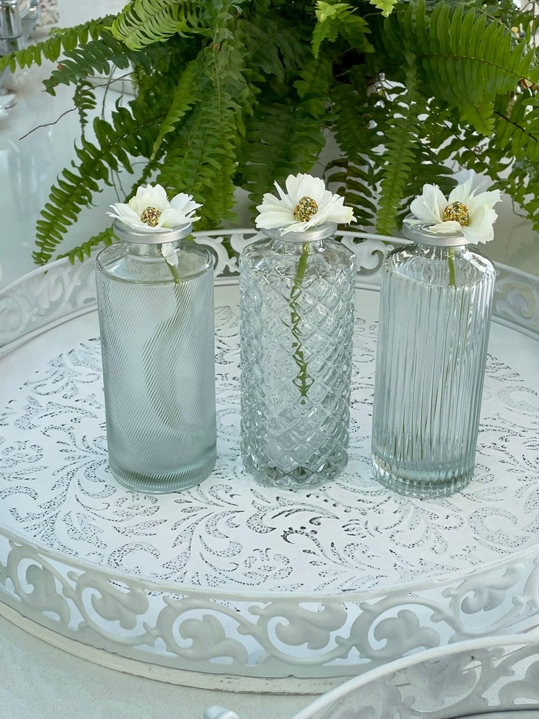 Pretty glass bottle vase … set of 3