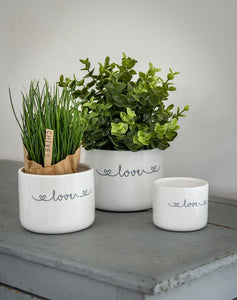 LOVE ceramic pots ... set of 3