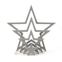 Load image into Gallery viewer, Outline wooden stars GREY ... set of 4
