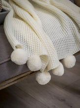 Load image into Gallery viewer, Pom Pom Knit Throw ... Ivory