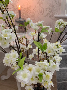 Tall faux white cherry blossom