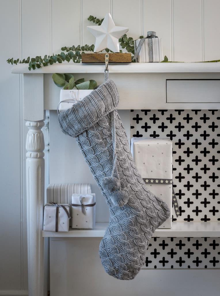 Chunky knit Christmas stocking … Grey
