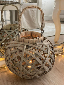 Cream Round basket Lantern ... 43cm