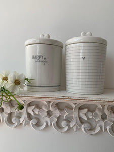 White & grey ceramic storage jars ... SMALL 2 designs