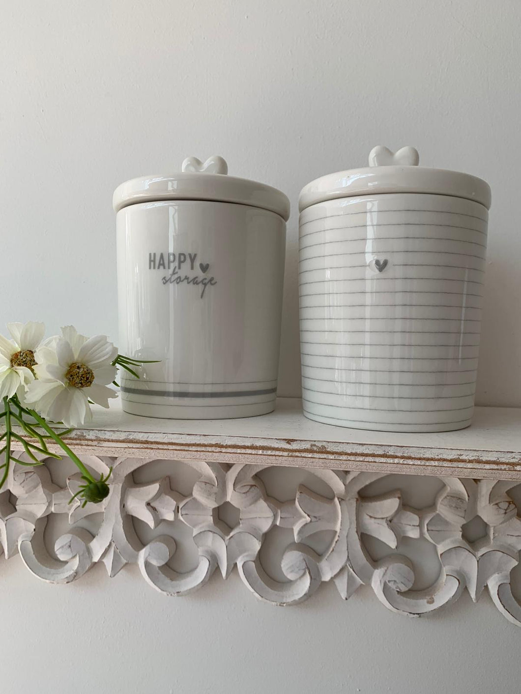White & grey ceramic storage jars ... SMALL 2 designs