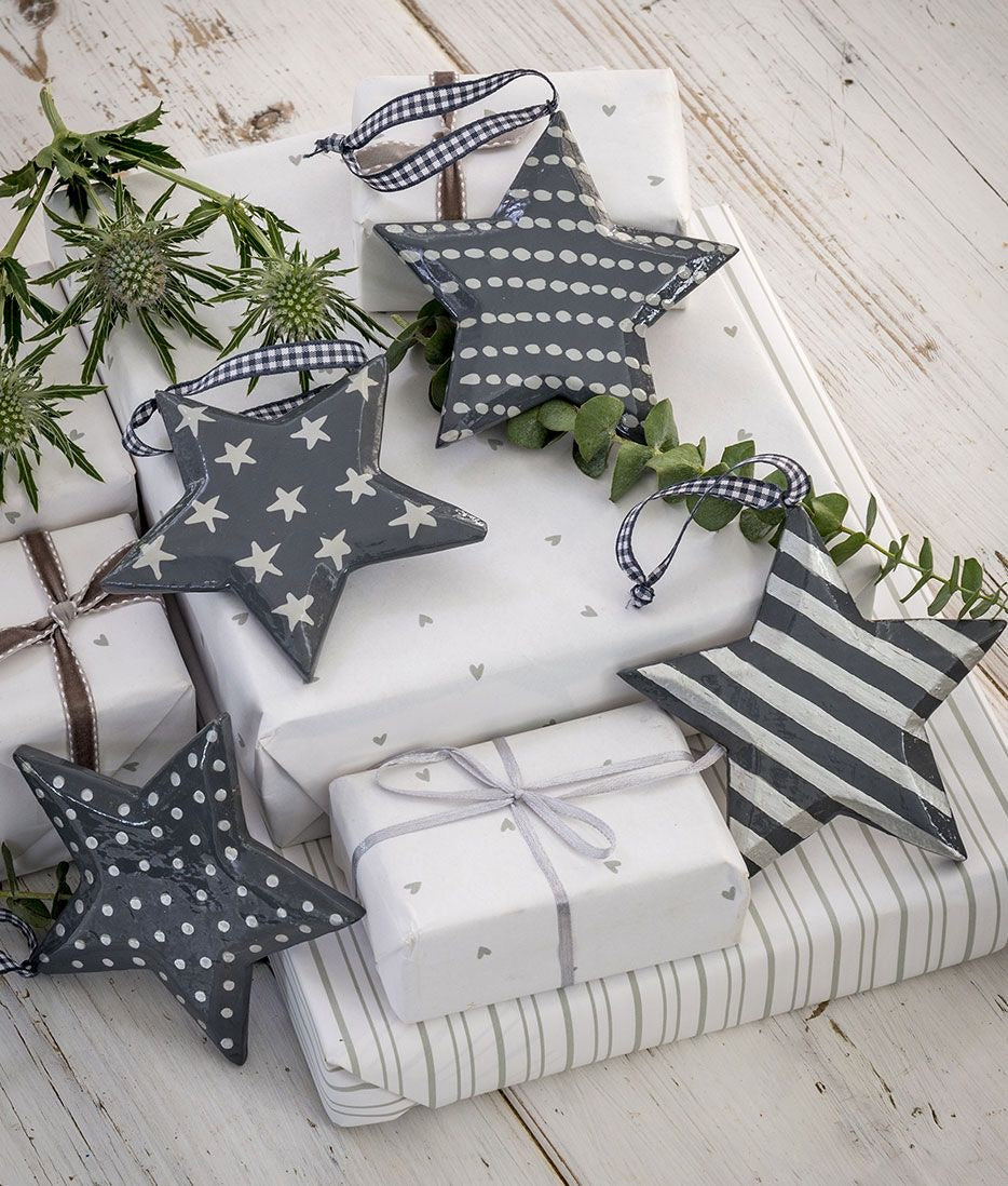 Festive Wooden Grey star hanger … 4 styles