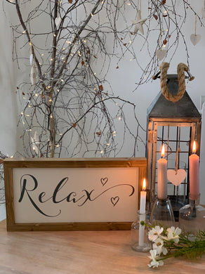 Relax heart detail Rustic Sign
