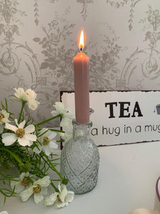 Floral Embossed Glass DINNER Candle Holder