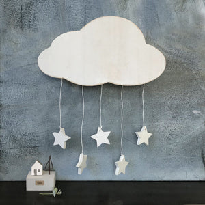 Wooden cloud with stars hanger