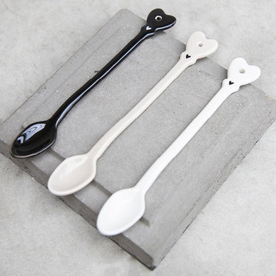 Latte Spoons ... WHITE set of 2