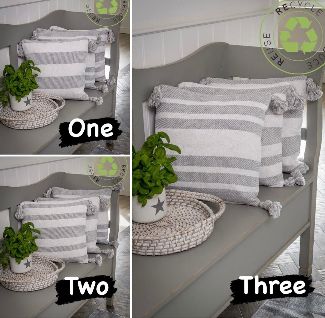 Stripe feather cushion … 40x40cm 3 designs
