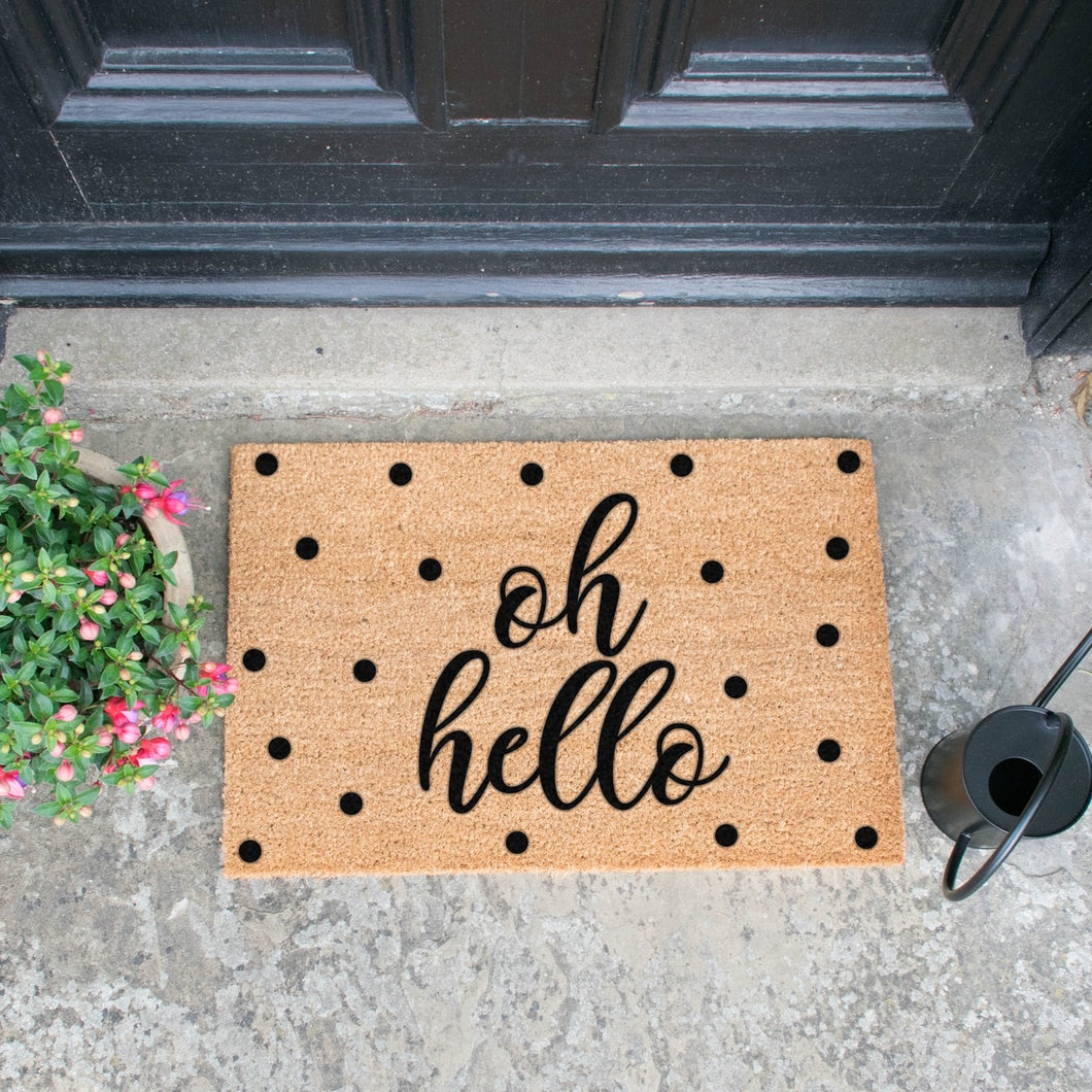 Door mat - Large ... Oh Hello spotty BLACK