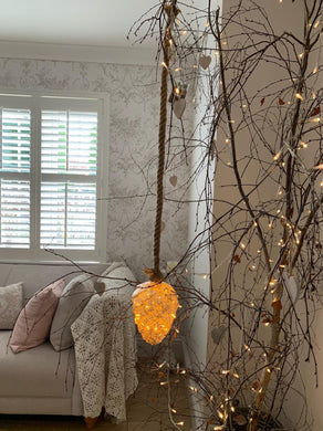 LED Autumnal Hanging Pinecone on chunky rope light