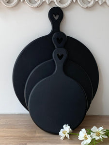 Round BLACK heart serving board ... 3 sizes