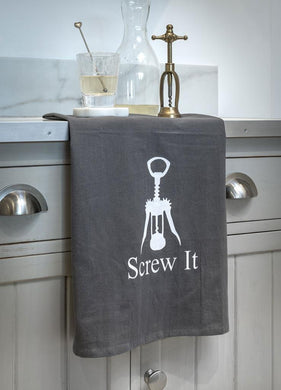 Screw It slogan grey Teatowel