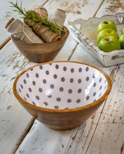 Load image into Gallery viewer, Enamel Dot Wooden Bowl … 20cm