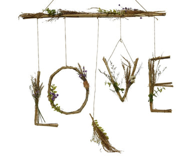 Rustic twig LOVE hanger