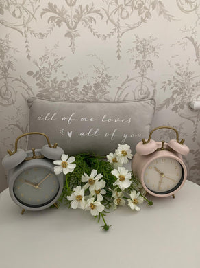 Alarm Clock ... Pastel Pink / Grey