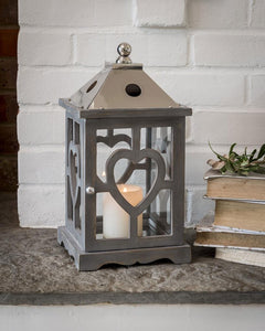 Grey wooden lantern ... 36cm - small