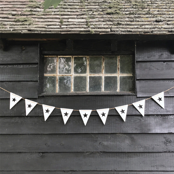 Wooden bunting ... flags with star cut out