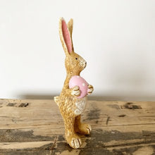 Load image into Gallery viewer, Standing resin rabbit … pink egg