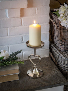 Large nickel heart candlestick