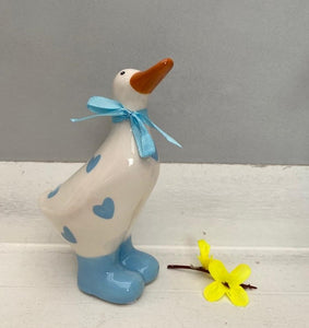 Ceramic blue hearts duck