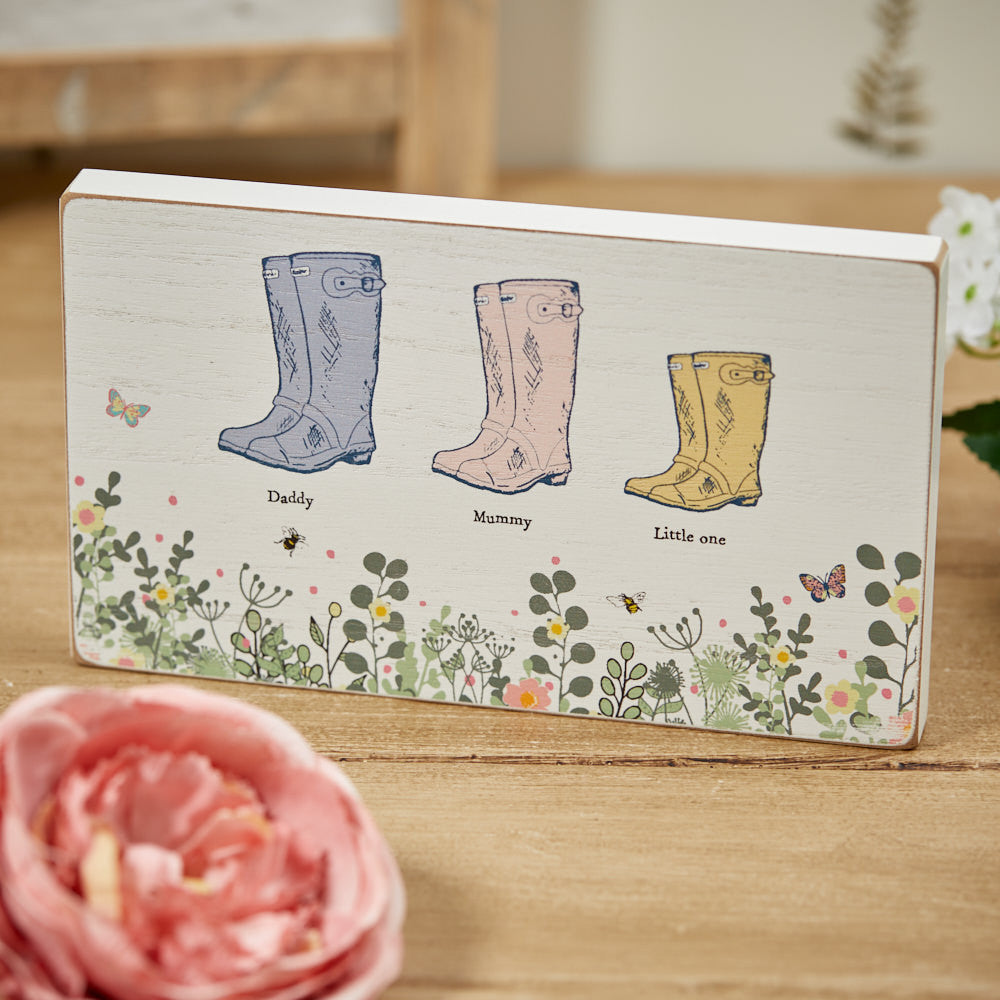 Spring floral family welly block … family of 3