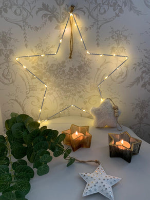 Ridged Star Tea light Candle Holder ... 2 colours