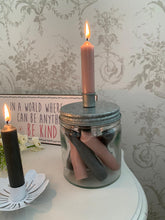 Load image into Gallery viewer, Glass Jar dinner Candle Holder ... Vintage Grey / Silver