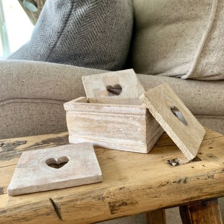 Rustic wooden heart coasters ... set of 6