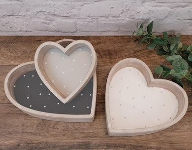 Spotty heart trays … set of 3