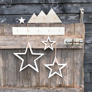 Outline wooden stars WHITE ... set of 4