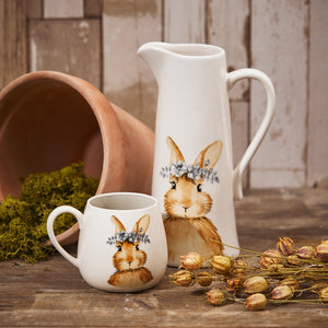 Spring floral crown bunny ceramic mug