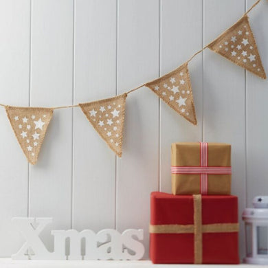 Hessian Christmas star flags bunting