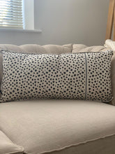 Load image into Gallery viewer, Natural chambray happy dots cushion