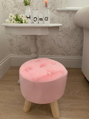 Button Velvet Stool ... Pink