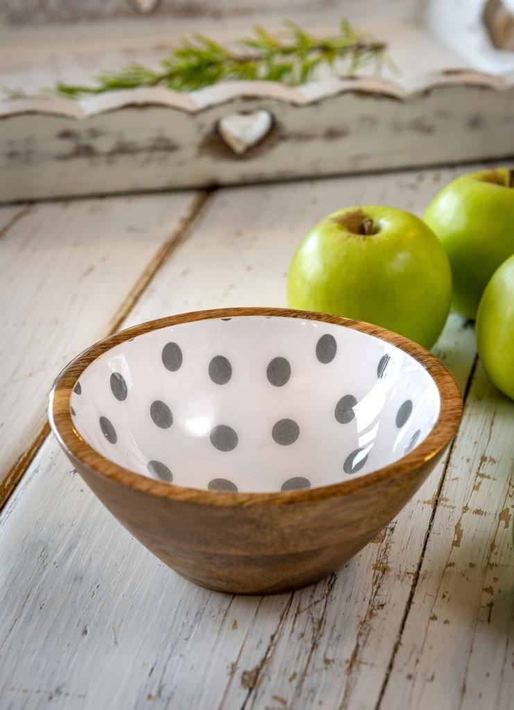 Enamel Dot Wooden Bowl … 12cm