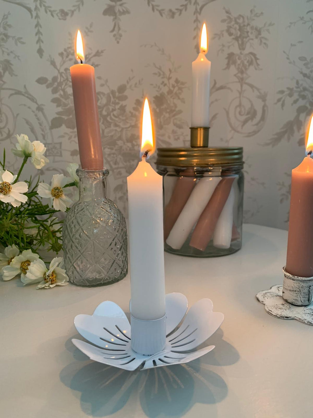 Floral Wide Open Flower Candle Holder