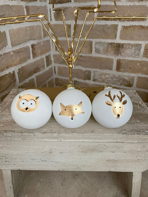 Woodland animal Christmas bauble … 3 design
